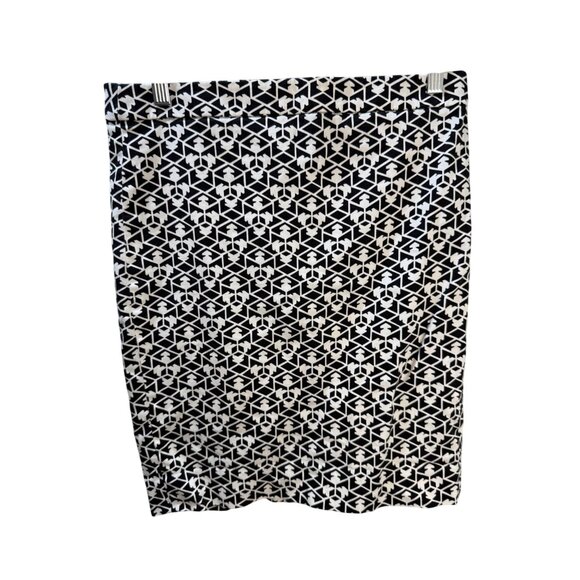 J. Crew Black & White Geometric Print Pencil Skirt Size 4‎ - Picture 1 of 8